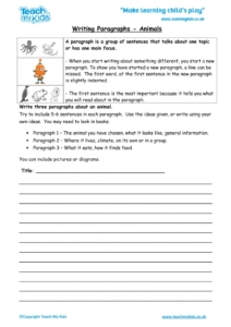 Worksheets for kids - writing-paragraphs-animals